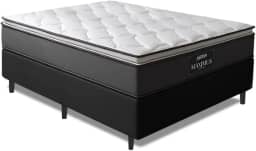 Cama Box Casal Colchão Molas Ensacadas Pillow Top Maximus 138x188x62cm Cinza/Preto Gazin - Suporta até 120Kg por Pessoa