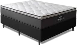 Cama Box Casal Colchão Molas Ensacadas Pillow Top Maximus 138x188x62cm Cinza/Preto Gazin - Suporta até 120Kg por Pessoa