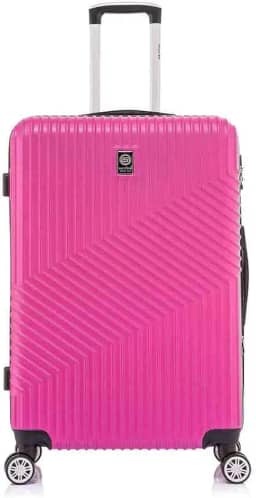 Mala de Viagem Grande de Despacho 30 kg Rígida ABS com 4 rodas duplas 360º e trava de segredo numérico TSA, divisória interna com zíper e elastico de fixação e expansor, Santino, PinkASAV7003G47