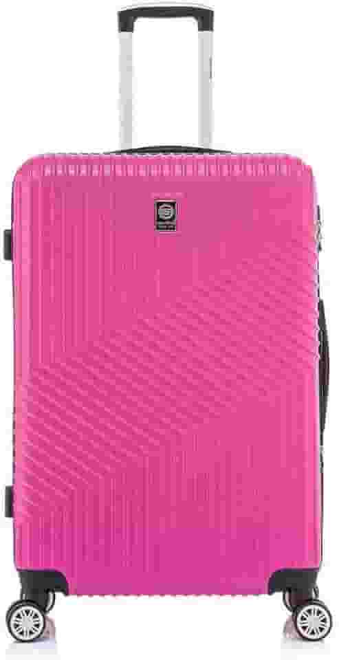 Mala de Viagem Grande de Despacho 30 kg Rígida ABS com 4 rodas duplas 360º e trava de segredo numérico TSA, divisória interna com zíper e elastico de fixação e expansor, Santino, PinkASAV7003G47