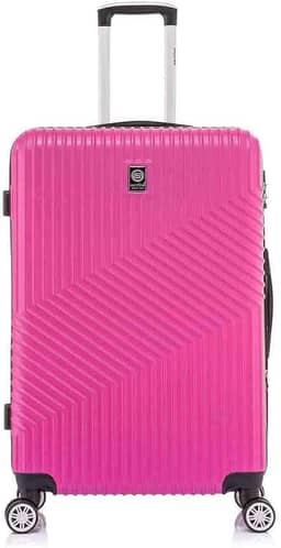 Mala de Viagem Grande de Despacho 30 kg Rígida ABS com 4 rodas duplas 360º e trava de segredo numérico TSA, divisória interna com zíper e elastico de fixação e expansor, Santino, PinkASAV7003G47
