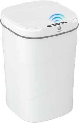 Lixeira Automatica Inteligente com Sensor 14L, Vedação Anti-odor, à prova d’água, Luz Noturna, Baixo Ruído, Múltiplas Formas de Abrir, para banheiro/cozinha/quarto, pilhas AA (Branco)