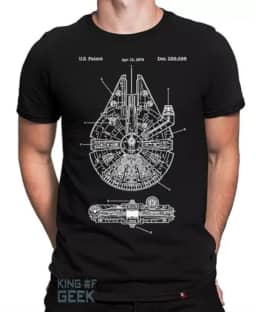 Camiseta Millenium Falcon Han Solo Star Wars Camisa Geek Tamanho:GG;Cor:Preto