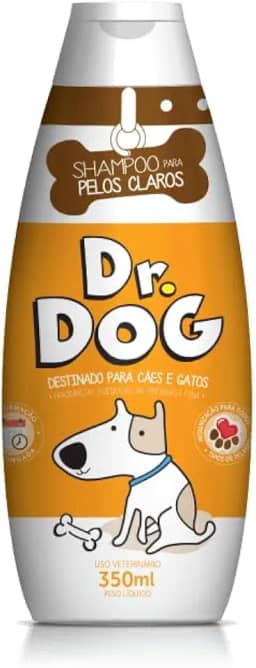 Dr. Dog Shampoo Clareador Pet 350ml - Para Pelos Claros, Cães e Gatos, com Branqueador Óptico, Hipoalergênico, Não Arde os Olhos, Seguro Para Peles Sensíveis