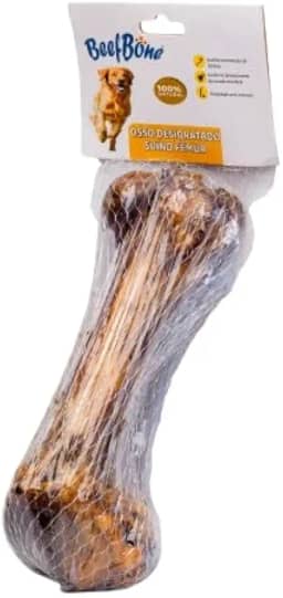 Osso Natural Defumado para Cachorro, Fêmur Suíno Desidratado, Mordedor Grande