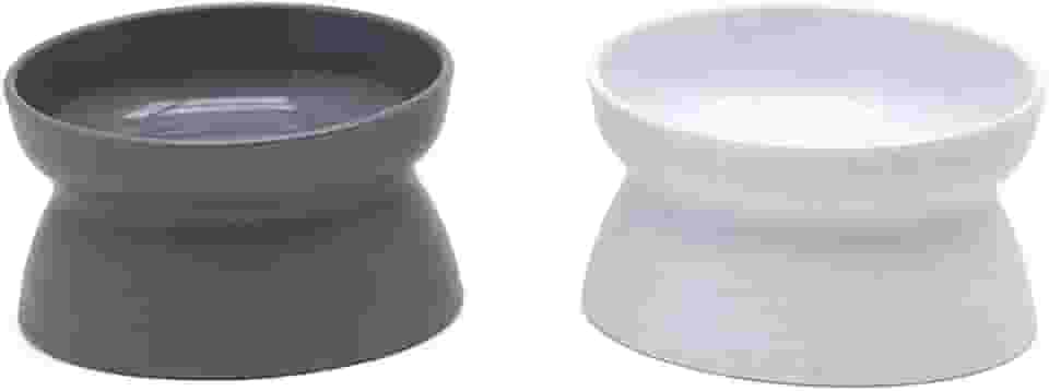 Kitty City, Tigela de comida elevada para gatos, alimentador para animais de estimação sem estress, Cinza, branco