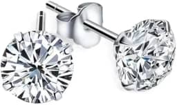 Par de Brincos Prata Masculino Redondos 10mm Estilo CR7 com Zirconia Cubica Original Brilho Eterno