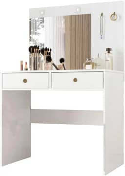 Penteadeira com Espelho Camarim LED 2 Gavetas Ideal Moval Branco