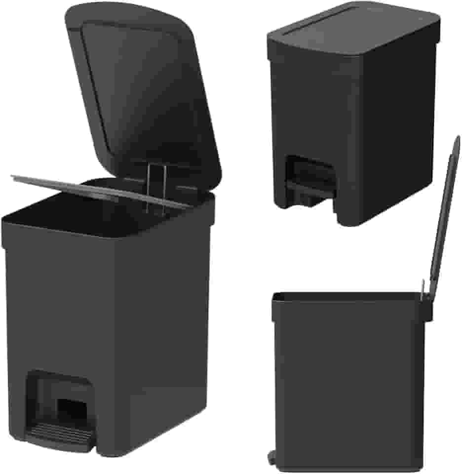 " Lixeira para banheiro lavabo escritório pia area externa OU Trium 06 litros preta - Lixeira de banheiro com esconde saco lixeira quadrada Lixeira com pedal Lixeira preta "