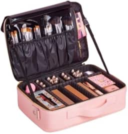 Maleta Maquiagem Para Maquiador Manicure Viagem Profissional média Rosa