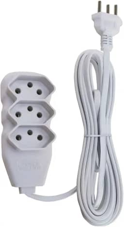 Force Line - Extensão Slim 3 Tomadas Tripolar Bivolt 1 Metro