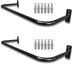 2 Arara de roupas para Parede 80 cm Preta com Kit de Instalação