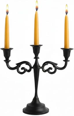 Rely+ Candelabro de três braços com 28 cm de altura. Suporte de castiçal preto para mesa.