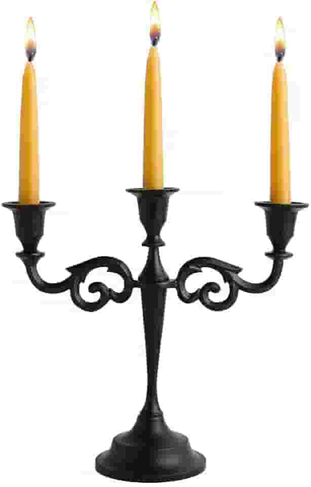Rely+ Candelabro de três braços com 28 cm de altura. Suporte de castiçal preto para mesa.