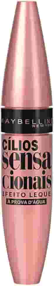 Maybelline NY Cílios Sensacionais Máscara de Cílios À Prova d'Água, Efeito Leque com Volume e Definição, Longa Duração e Não Empelota, Cor Preto Intenso, 9,5ml