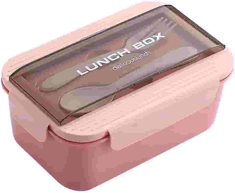 Pote Marmita Lanche Box Com 3 Divisórias E Talheres 1100ml Lunchbox Hermética