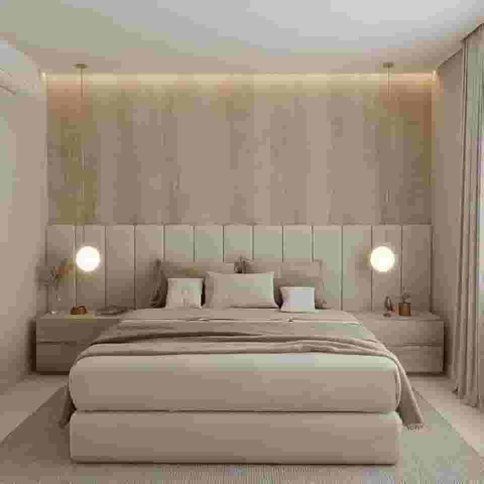 Cabeceiras Estofada Modular Cama Casal King e Super King Painel 2,00mX60cm Módulos Adesivos (Bege)