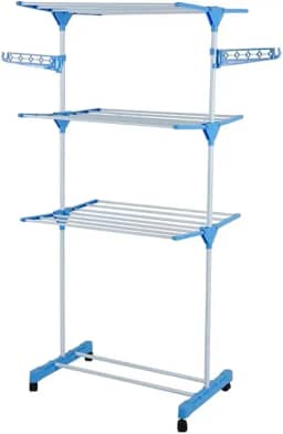 Varal de Chão Vertical Varal para apartamento Dobrável - 3 Andares com Rodinhas e Trava - Reforçado, Compacto, Suporta até 50kg