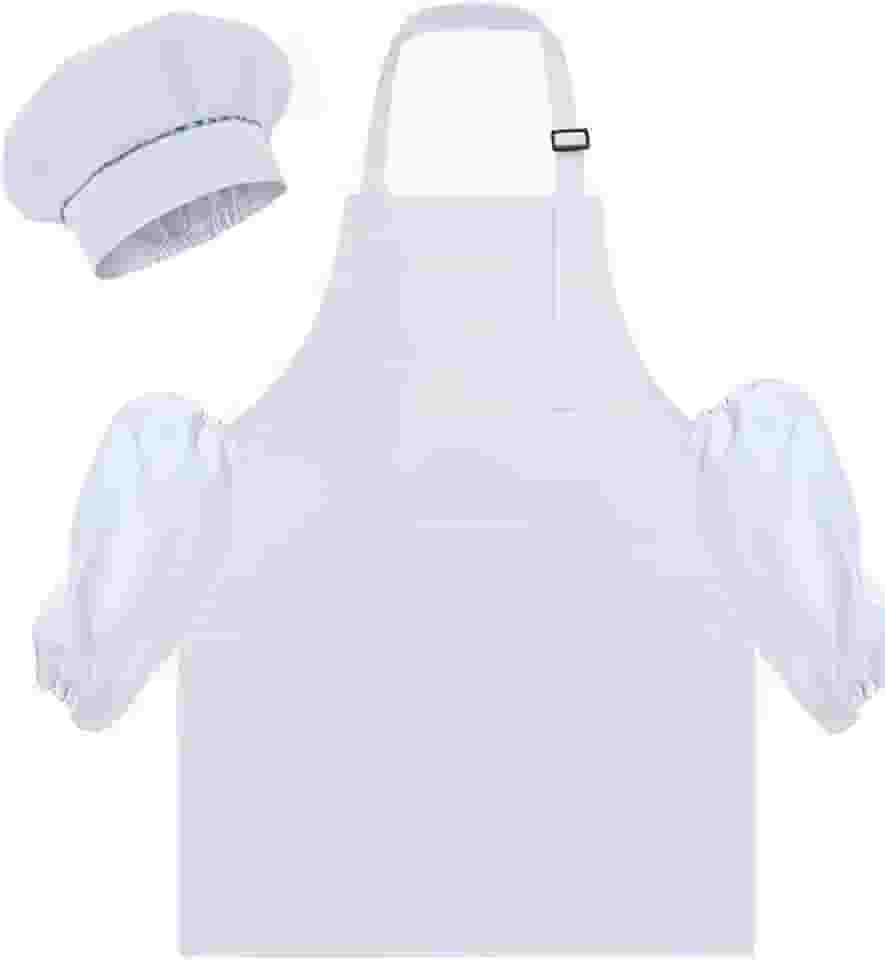 MYLSMPLE Avental infantil e chapéu de chef, conjunto de avental de cozinha à prova d'água com bolsos