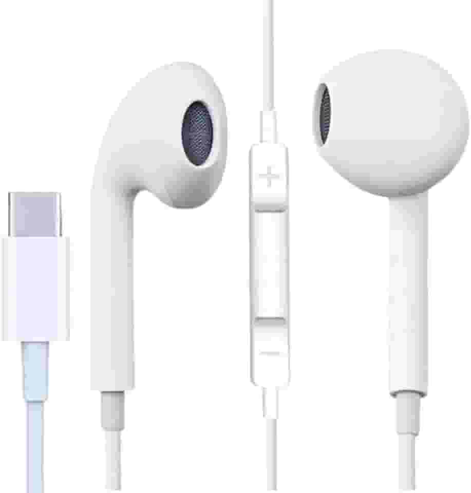 Fone de Ouvido USB-C com fio, Microfone, Branco, Controle de Volume, Áudio Estéreo, Compatível com Smartphones, Tablets e Notebooks, para Música e Jogos