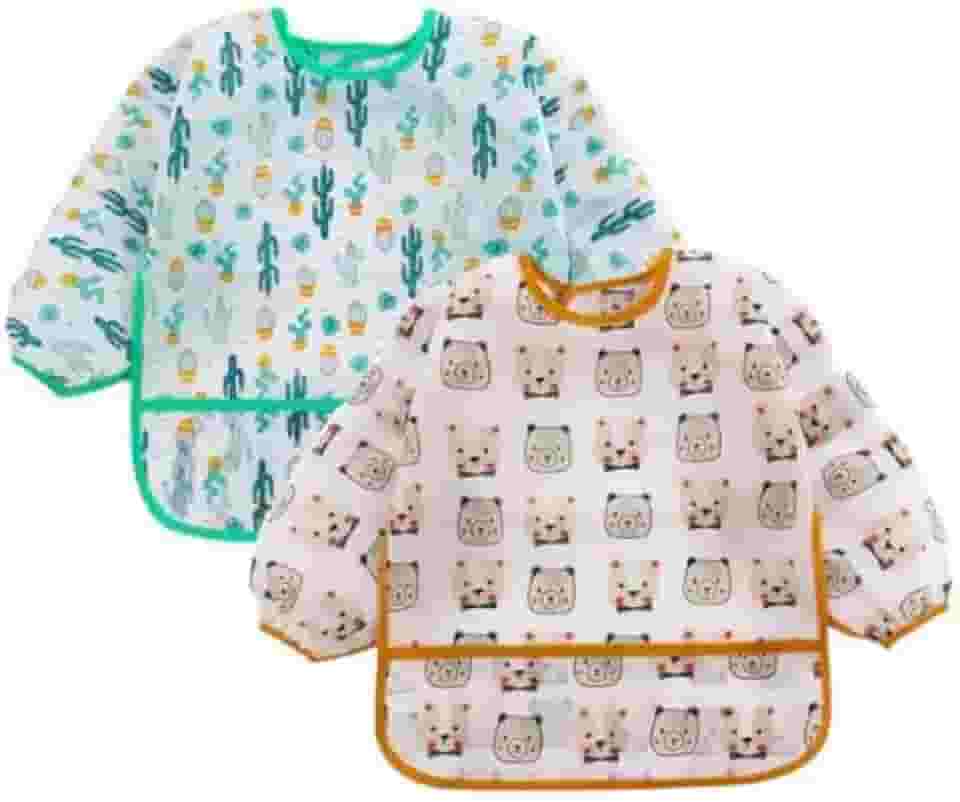 Babador manga longa BLW Kit 2Unds - Cactus e Urso