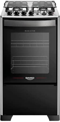 Fogão 4 Bocas Dako Magister Grill Preto com Mesa Inox Bivolt - Preto