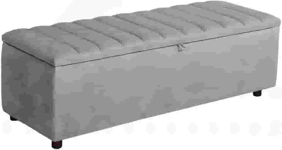 TNA Decor, Baú Recamier Paris Veludo Cinza 140 cm