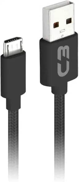Cabo USB-Micro USB C3PLUS CB-M21BK 2M Preto - Compatível com Android USB-Micro Corrente 2A