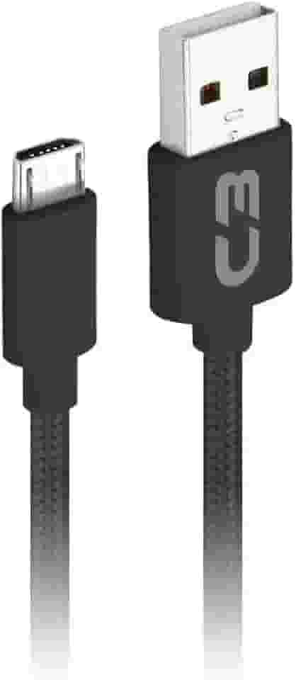 Cabo USB-Micro USB C3PLUS CB-M21BK 2M Preto - Compatível com Android USB-Micro Corrente 2A