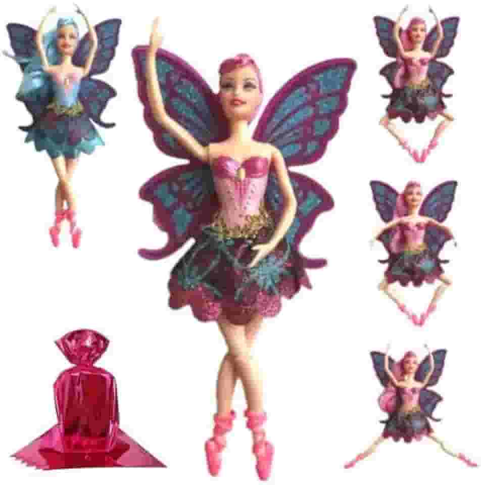 Boneca Silicone Fada Bailarina Pernas Arituculada Com Papel de presente