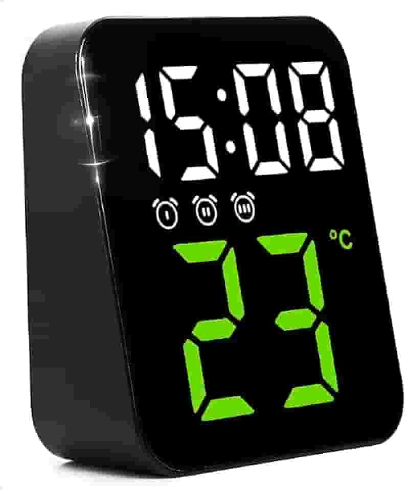 Relógio Digital LED para Mesa e Parede, Termômetro, Despertador, Alimentação USB/Pilha (Verde)