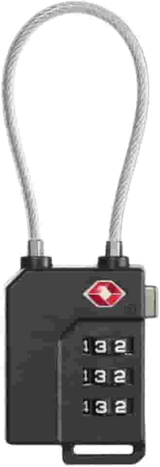 Cadeado com cabo de aço TSA senha (preto)