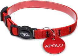 Coleira para Gato com Nome e Telefone Anti-enforcamento Personalizada PETS (Vermelho)