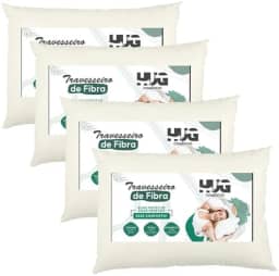 Kit 4 Travesseiros Fibra Siliconada 45x65cm Extra Macio