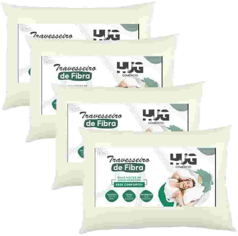 Kit 4 Travesseiros Fibra Siliconada 45x65cm Extra Macio