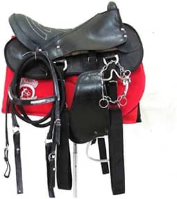 Sela Australiana Preta Simples para Cavalgada E Passeios Completa Com Manta e Freio Inox
