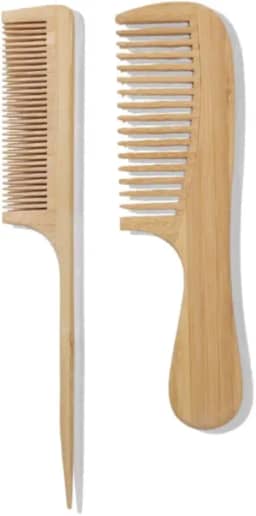 Pente de Madeira Bambu Anti-Estático Cabelo e Barba Profissional(Pente Fino)