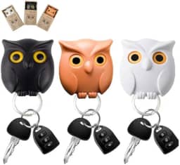 Gancho para chaves de coruja pendurado na parede, sem furo, magnético atrás da porta Ganchos de armazenamento para sala de estar (Marrom)