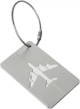 Tag De Mala Identificador Bagagem Etiqueta Alumínio Cabo Aço (Cinza)