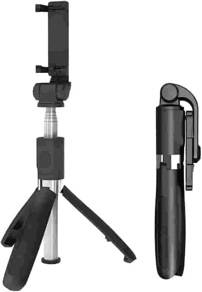 Bastão Tripé Selfie Stick 3 em 1 Dobrável 360° com Controle Remoto Bluetooth – Pau de Selfie + Mini Tripé + Disparador para Celular iPhone Android Câmera