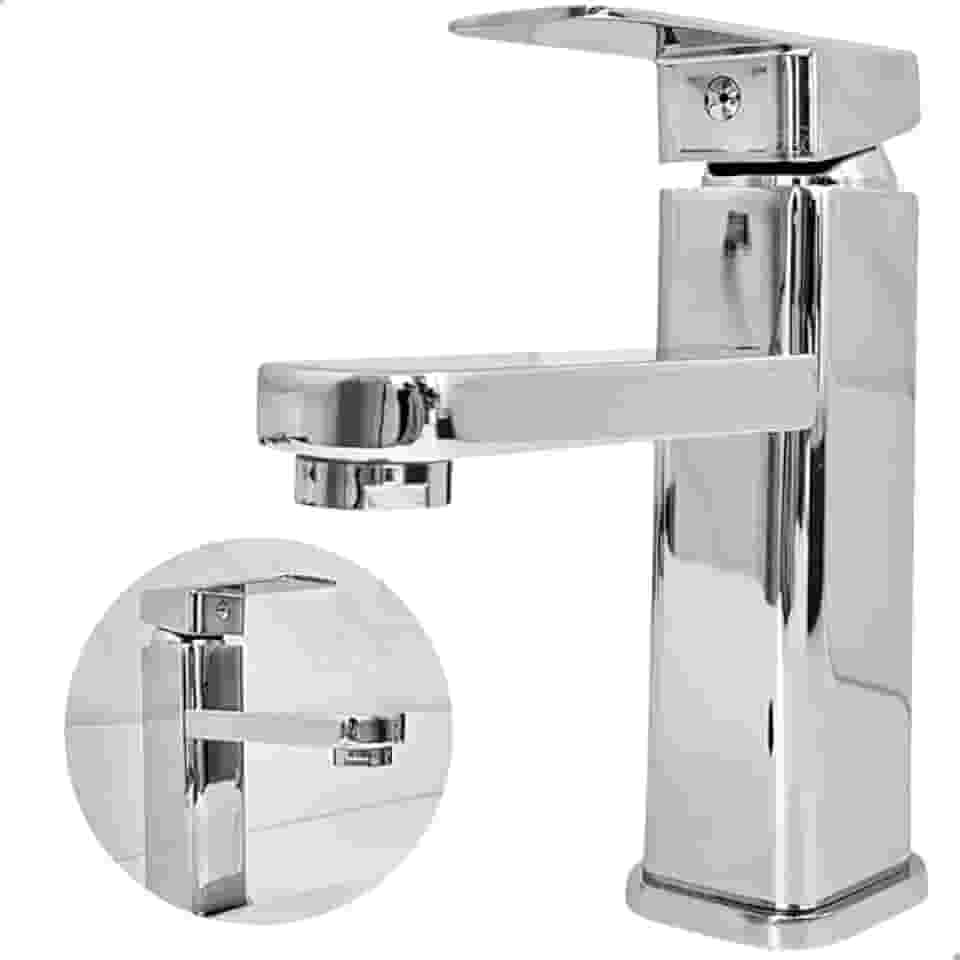Torneira Para Pia Banheiro Inox Cromado Bica Baixa Monocomando Misturador Quente Frio De Bancada Lavabo Lavatório Cuba Aço Inox