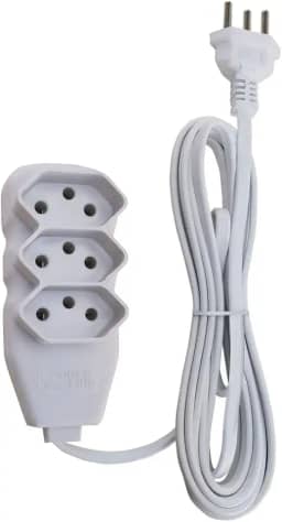 Force Line - Extensão Slim 3 Tomadas Tripolar Bivolt 3 Metros Branco