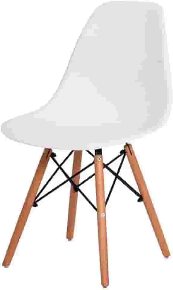 Cadeira Charles Eames Eiffel Branca - Design Icônico com Base de Madeira e Conforto Escritex