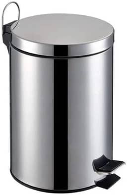 Lixeira Inox Com Pedal Tampa Grande Redonda 12L com Cesto Interno e Alça Design Moderno Ideal para Banheiro Escritório Cozinha