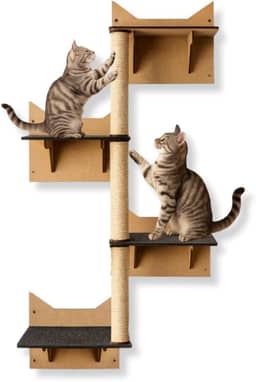 BOXFAN Prateleira Escada para Gatos com Arranhador Poleiro Diversão Gato Escalada Brinquedo e Descanso Prateleiras Antiderrapante Poleiros Playground para Gatos Filhotes e Adultos