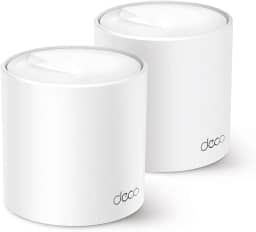 TP-Link Deco X50 (2-Pack) Sistema WiFi 6 AI Mesh AX3000 Dual Band 2,4 GHz/5 GHz, Cobertura de até 420 m², 3 Portas Gigabit por Unidade, Canal de Banda 160 MHz, ODFMA, 1024QAM, Branco.