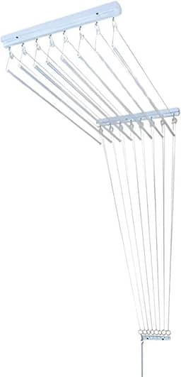 Inovar Metais Varal de Teto Individual 10 Varetas Branco 100cm