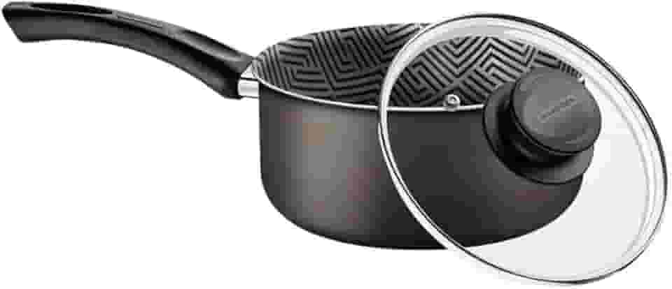 Panela Tramontina Paris em Alumínio com Revestimento Interno e Externo em Antiaderente Starflon Max Chumbo com Tampa de Vidro 16 cm 1,5 L