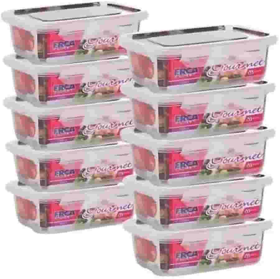 Kit 10 Potes Marmita Fitness 750ml Travas Freezer Microondas