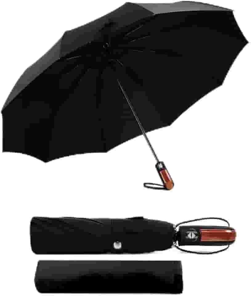 Guarda Chuva Reforçado Automático ao Abrir Modelo Compacto Resistente Ao Vento Cabe Na Bolsa e Mochila - Premium